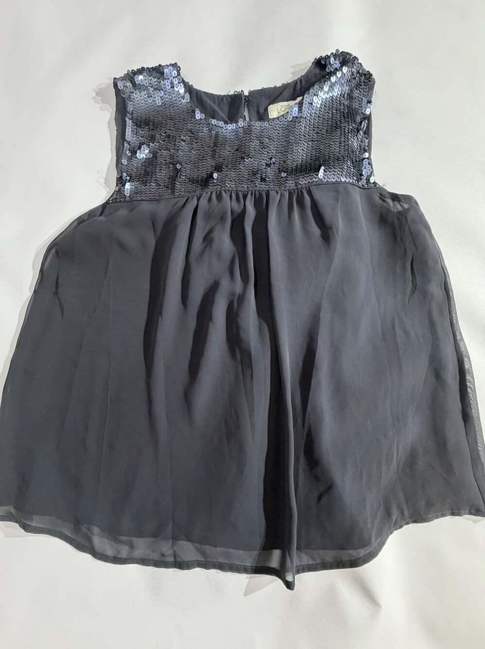 ANN TAYLOR LOFT Gray Sequin Chiffon Sleeveless Party Tank Top Womens L